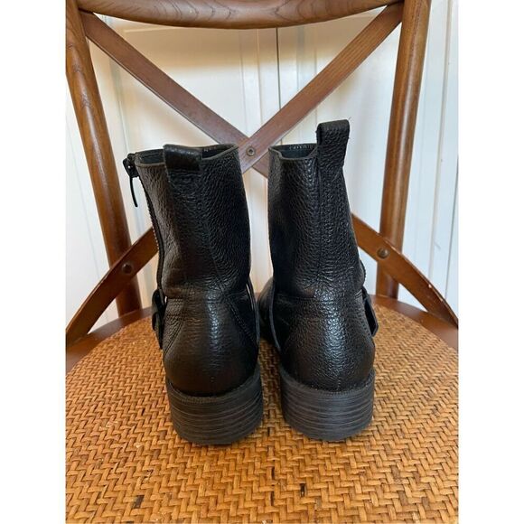 Nine West Hanzil pebbled black leather combat moto boots size 6 - Picture 5 of 8